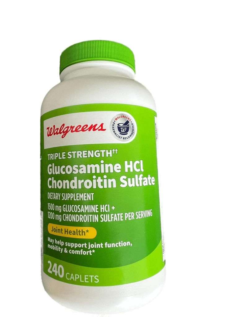 Walgreens Glukosamiini Kondroitiini Triple Vahvuus 1500 mg Glukosamiini HCL 1200 mg kondroitiini - 240 Kapselit
