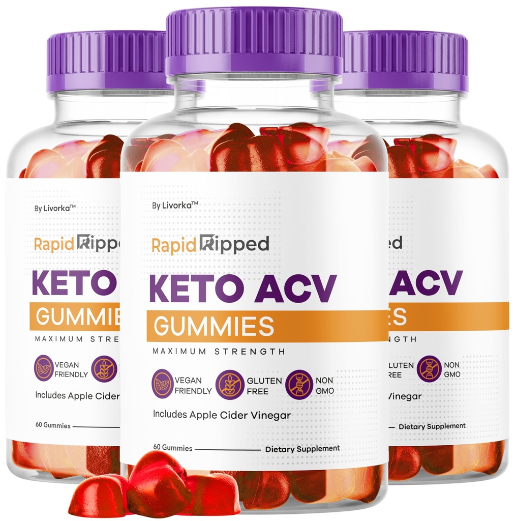(3 Pack) Rapid Ripped Keto ACV Gummies Advanced Formel 1050MG, RapidRipped Keto Apple Cider Vinegar Gummie, RapidRippedKeto och ACV Gummys Support, 180 Gummies för 3 månader