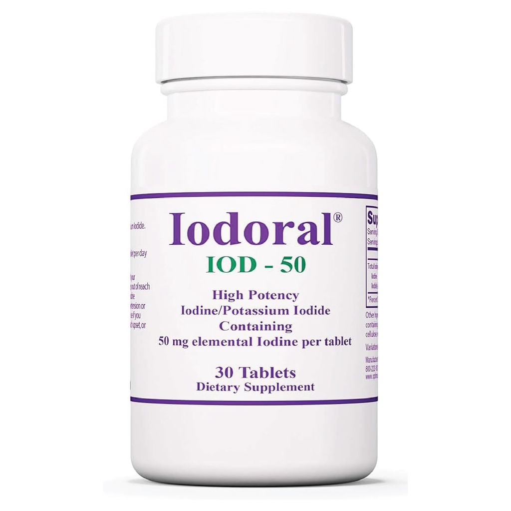 Optimox Iodoral 50 mg Supplement - Kalium Iodide Tabletit, Kilpirauhasen tuki, päivittäiset vitamiinit ja mineraalit, Lugolin jodiliuos - 30