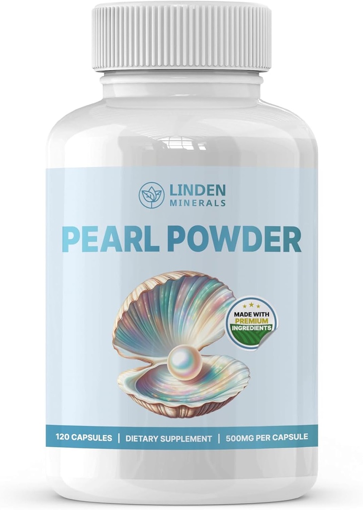 Pearl Powder Supplement 500mg, 120 kapselia - Luonnollinen lähde kalsium & aminohapot, anti-aging antioksidantteja ihonhoito, ei-GMO