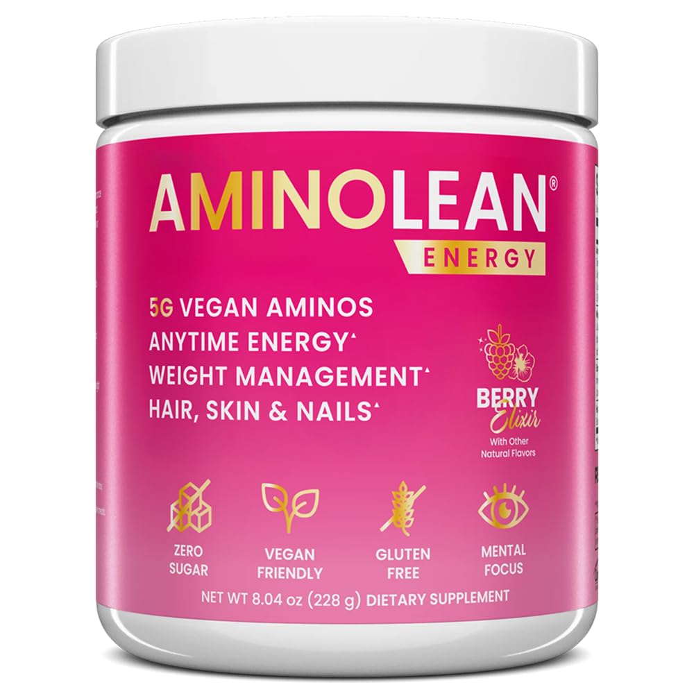 RSP NUTRITION AminoLean Pre workout, Clean Energy with no Jitters, Singles or Crash, Vegan Friendly with Added Biotin for Hiukset, iho, kynnet, Berry Elixir, 30 Servings