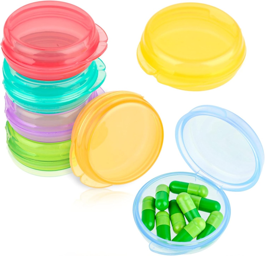 Amabro Small Pill Organizer Box, 7 PCS Travel Pill Cases Portable Pill Container Daily Mini Pill Case Holder för Pocket Purse Briefcase Pills Medicine Cod Liver Oil Storage Box Earplug Case