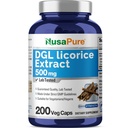 NusaPure DGL Licorice Extract 500 mg 200 Kasviskapselit (Vegaani, ei-GMO)