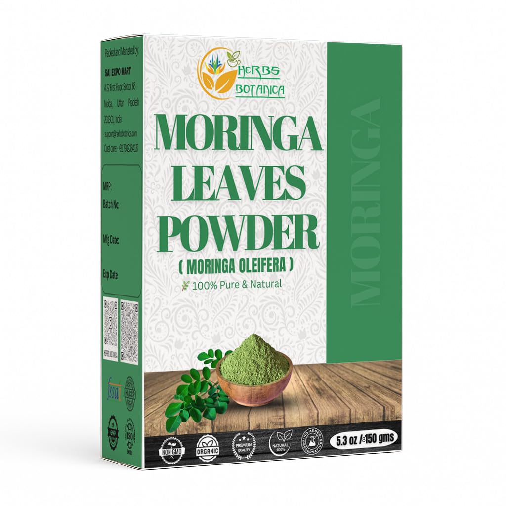 Yrtit Botanica Moringa Leaf Powder Lehdet oleifera Pure Premium Indian Powder Natural Fresh Morning Drink Vitamiinit ja Immuuni-vitamiini Superfoods 5.3oz Pakkaus