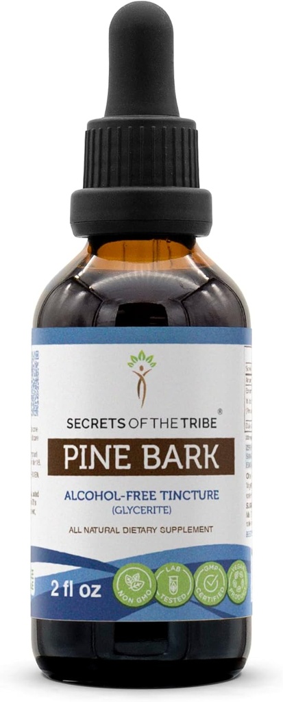 Tribe Pine Bark Tincture alkoholiton uute, Wildcrafted Pine Bark (Pinus massoniana) Kuivattu Bark 2 oz