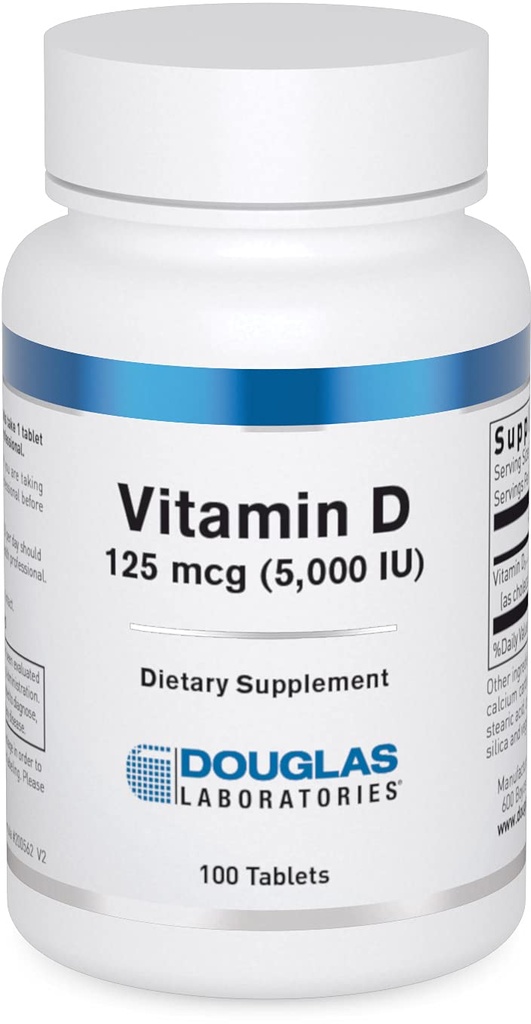 Douglas Laboratories Vitamin D (5,000 I.U.) | Vitamin D3 Supplement för att stödja immunhälsa, kalciumnivåer och ben * 100 tabletter