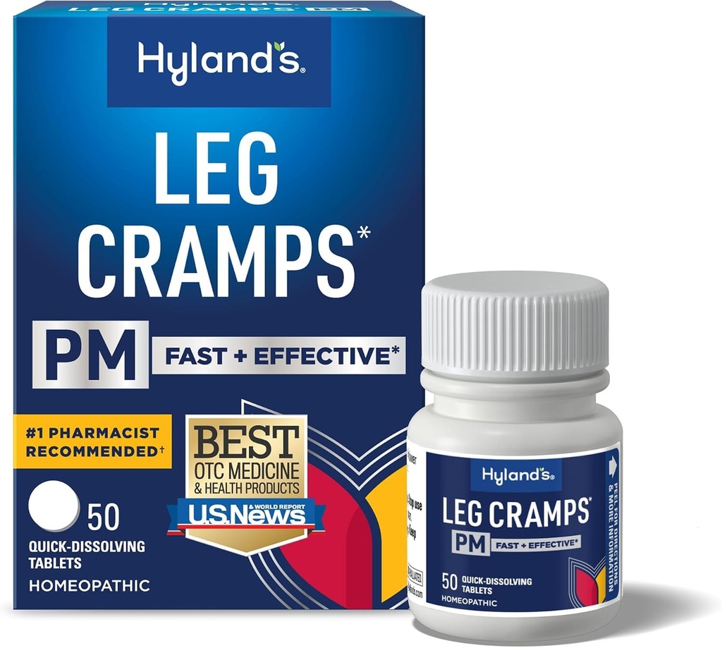 Hyland's Leg Cramps PM, Relief of Nighttime Leg, Vasikan ja Jalkakramps, 50 Quick-solving tablettia