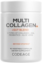 Koodaus Multi Collagen + Gut Blend Supplement - Ruoansulatuselimistön probiootit, DGL Licorice, Aloe Vera, Organic Piparmint Leaf, Lippainen Elm - Hydrolysed naudan kollageeni pillereitä - ei-GMO - 90 kapselia