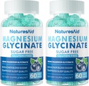 Magnesium Glycinate Gummies 1000mg - Sugar Free Magnesium Potassium Supplement med vitamin D, B6, CoQ10 för Calm Mood & Sleep Support - 120 Blueberry Gummies -2 Pack