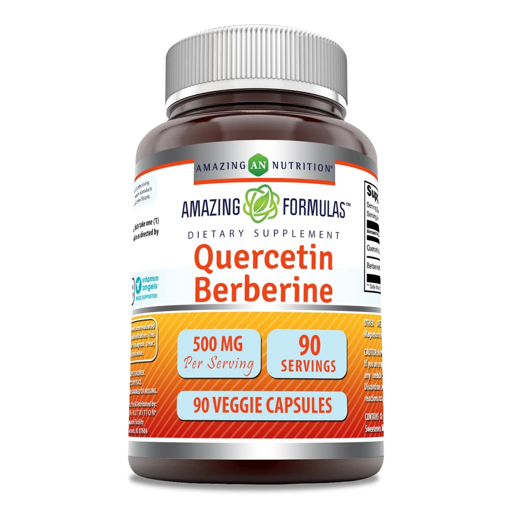 Fantastiska formler Quercetin Berberine - 250mg Berberine och 250mg Quercetin, 90 Veggie Capsules Supplement | Icke-GMO | Gluten Free | Made in USA | Idealisk för vegetarianer