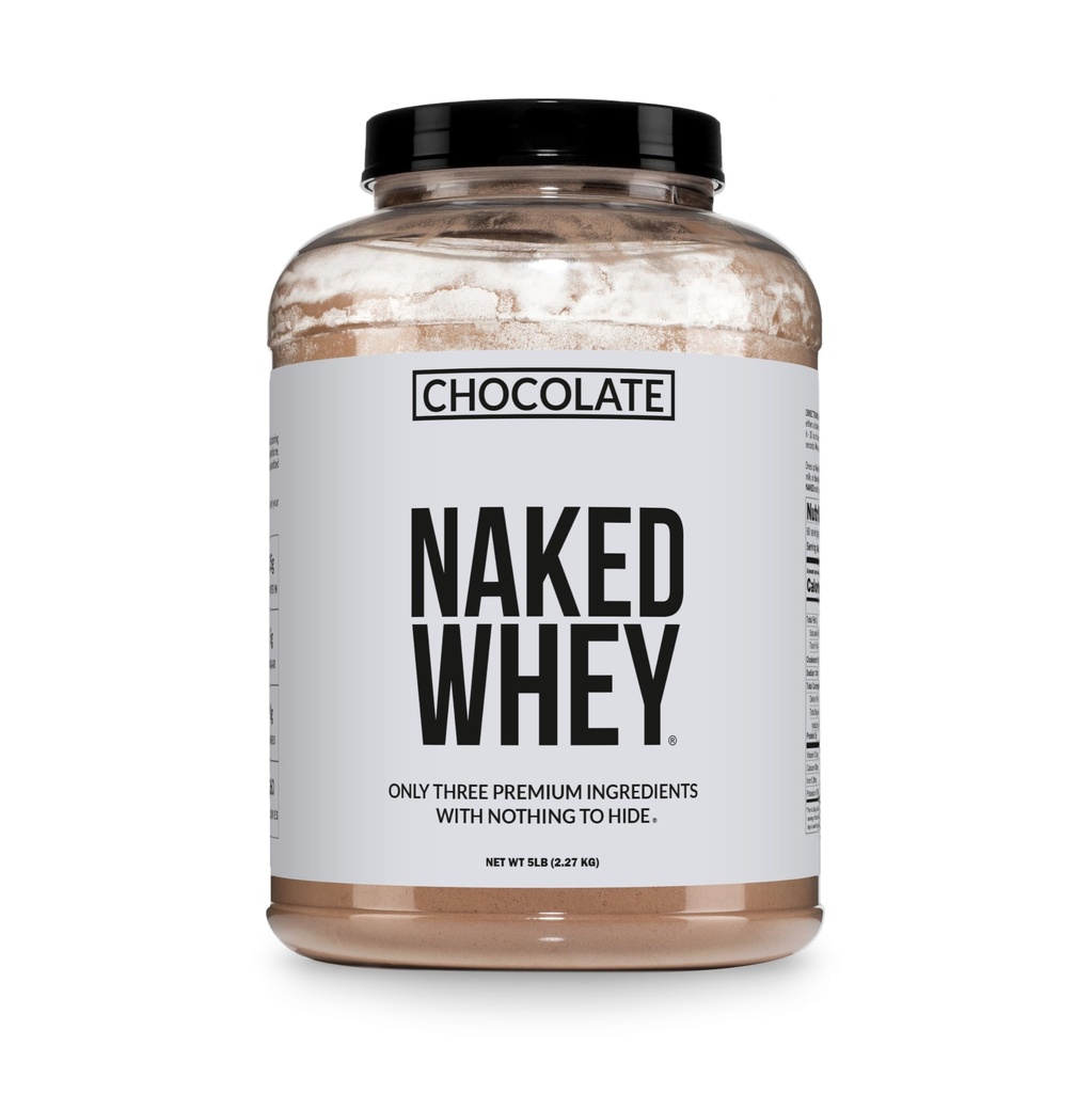 NAKED Whey Protein Supplement Powder, Chocolate, GMO-vapaa, soijaton, gluteeniton apu lihasten kasvua ja hyödyntämistä 60 tarjoilua, 5 Ib