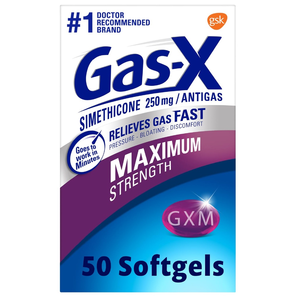 Gas-X Maksimaalinen vahvuus Simetikoni 250 mg:n vahvuus - 50