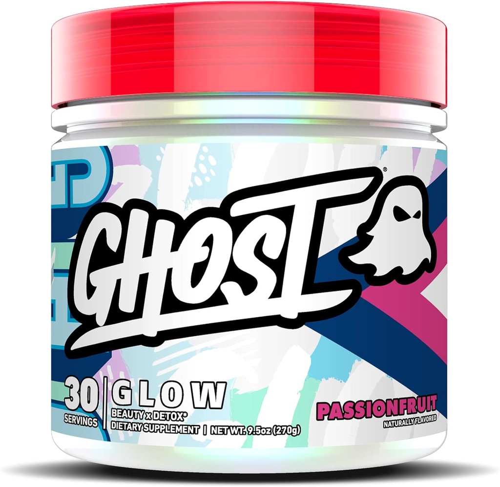 GHOST Glow: Kauneus ja detox tuki Formula - 30 Tarjoilut, Passionhedelmät - Ihoa Boosting Biotin ja L-Theanine antioksidantteja varten Hydration, Radiance, Complexion & ravinto - Vegan, Gluteeniton