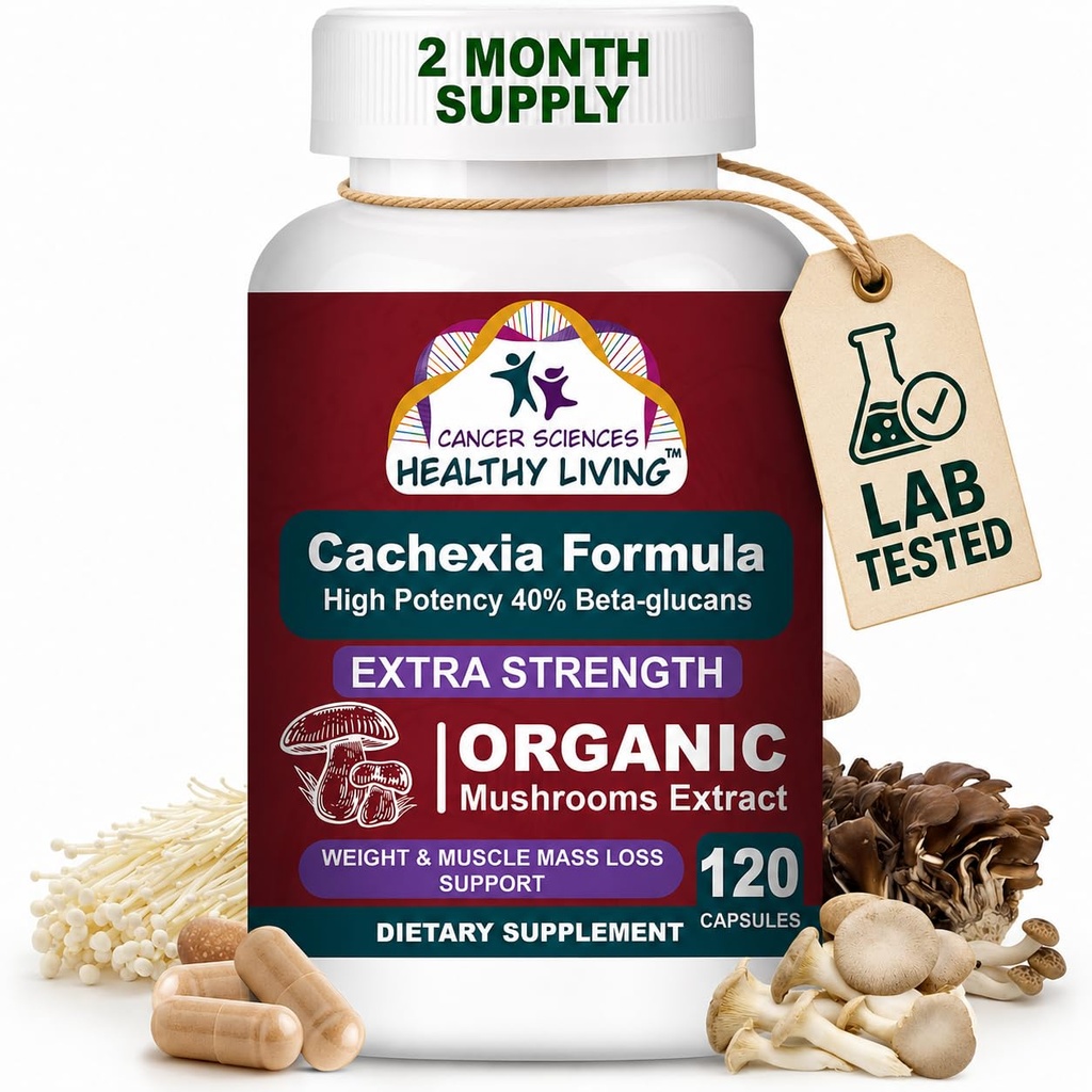 CANCER TIEDET Cachexia Supplement, USDA Certified Organic Sienet Extract kapselit, extra vahvuus 1500 mg, korkea teho 40% Beta-Glukaanit, immuuni- ja aineenvaihduntatuki, paino & lihasmassa tuki