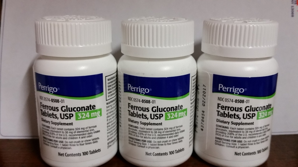 Ferrous Gluconate, 324 mg, 100 tablettia, 3-pakkaus