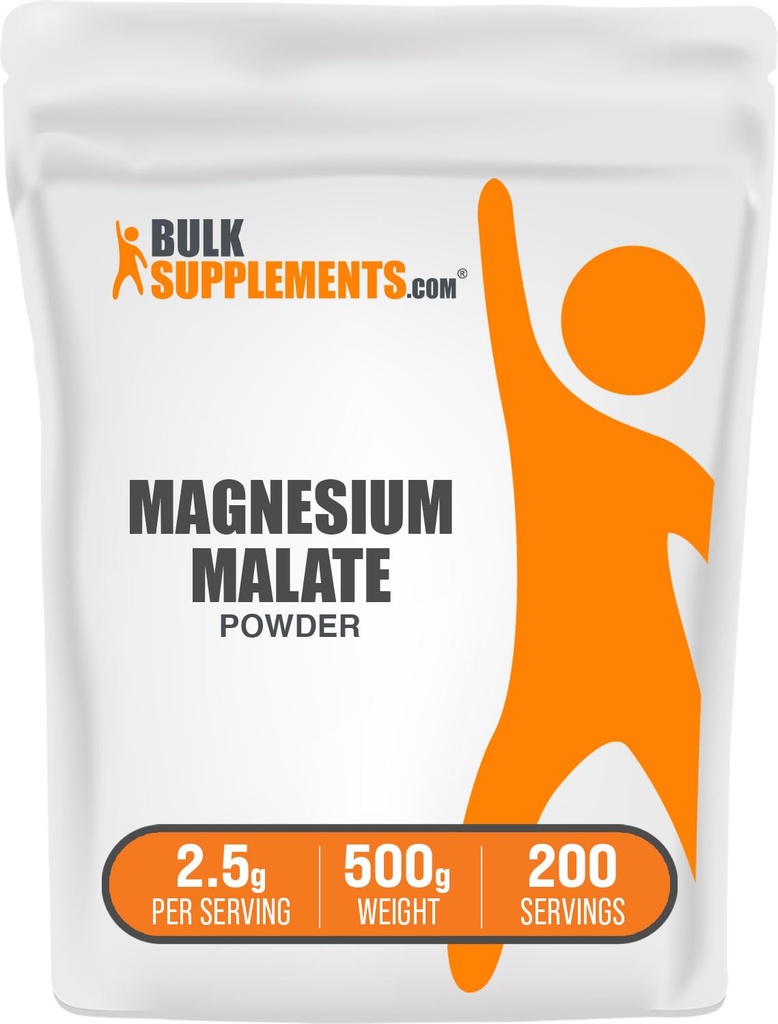 BulkSupplements.com Magnesiummalaattijauhe - Magnesiumlisät, korkea bioavailabilty - makuamaton & Gluteeniton, 2,5 g per tarjoilu, 500g (1,1 lbs) (pakkaus 1)