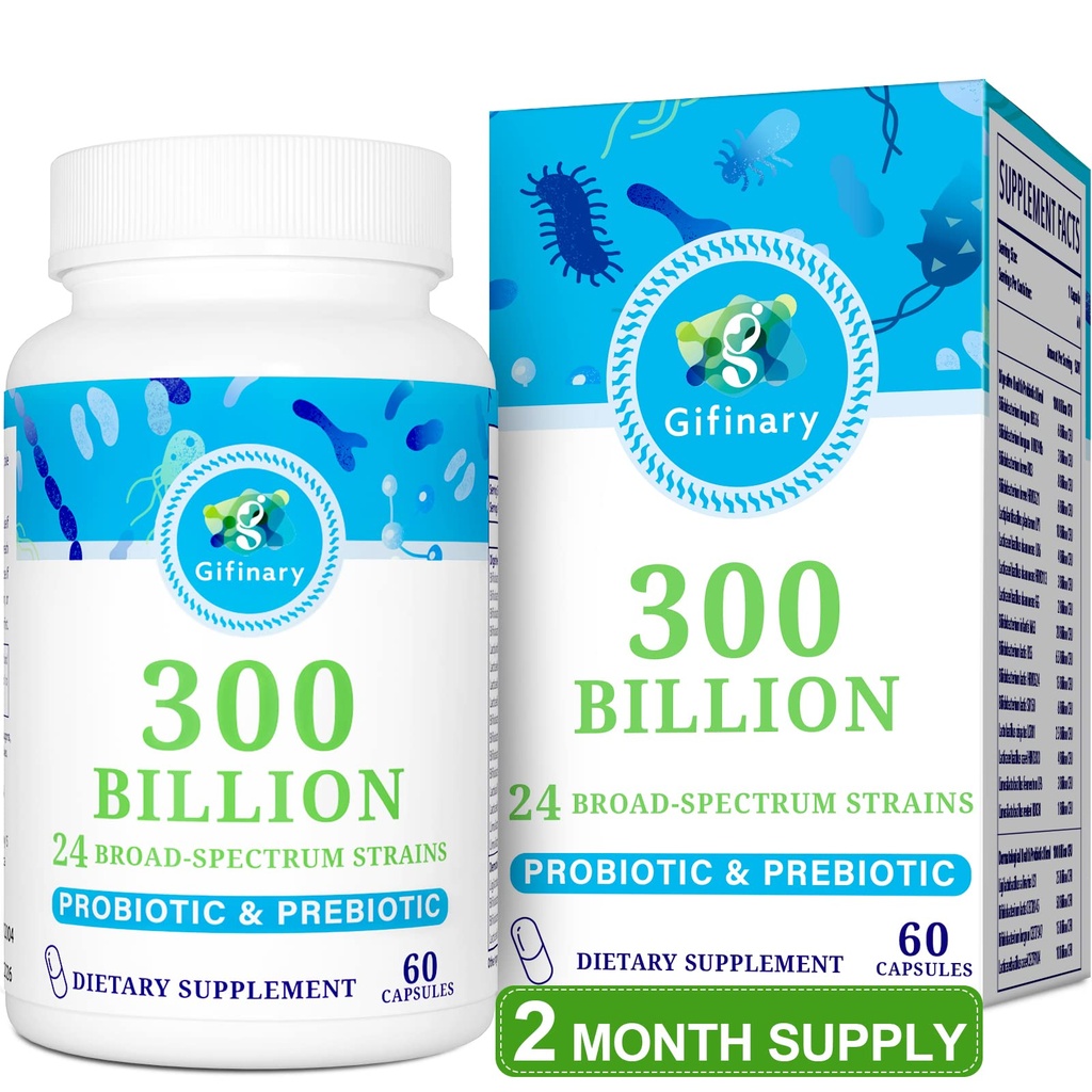 Probiootit naisille ja miehille - 300 miljardia PMY, 24 kannat Probiootit + 15 orgaaniset yrtit Prebiootit digestiivinen, Gut Health, Immuuni, Ummetus, ripuli & koko kehon terveys - 2 kuukautta