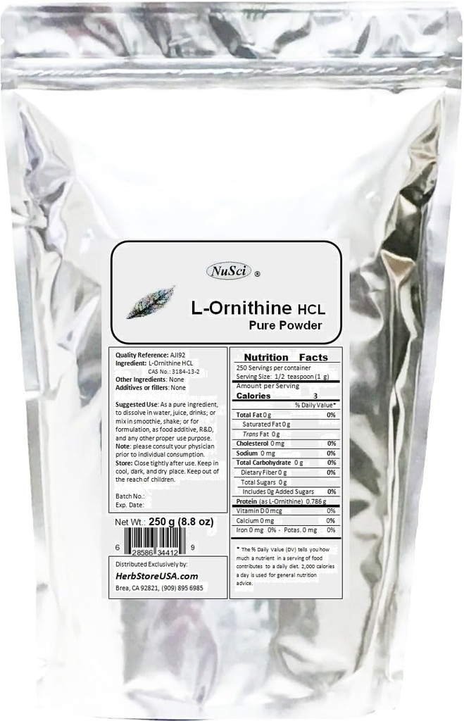 Pure L-Ornithine Powder 250g (8,8 oz) AFI Quality