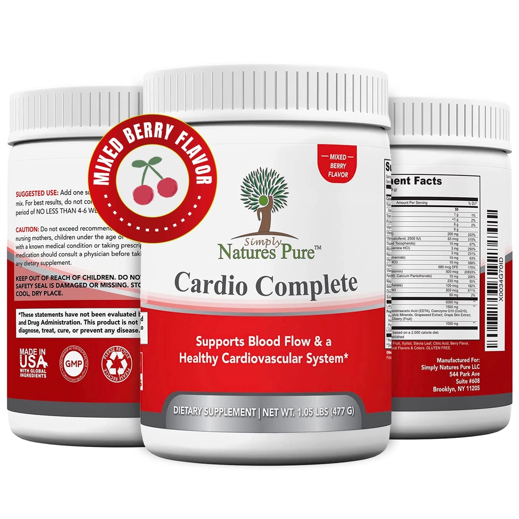 Helt enkelt Natures Pure Cardio kompletteras med 5 000 L-arginin, 1000mg L-Citrulline och Hawthorn Berry - Hjärthälsa och kardiovaskulärt stödpulvertillskott och 3-i-1 Nitric Oxide Booster