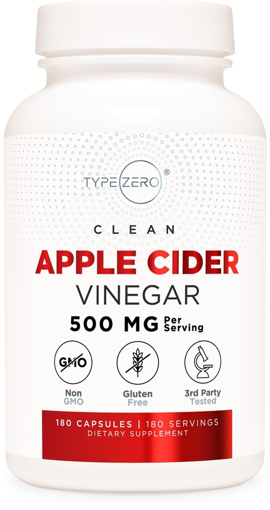 Tyyppi Nolla Apple Siideri Viinietikka Kapselit (180 Count) 500mg per Serving - Ei-GMO, Gluteeniton Supplement