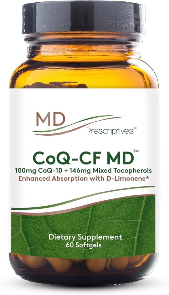 MD Prescriptives CoQ-CF MD - Coenzyme Q10 Dietary Supplement med vitamin E - CoQ10 100mg Optimal Absorption Formel - 1 Capsule Daily - 60 Softgels