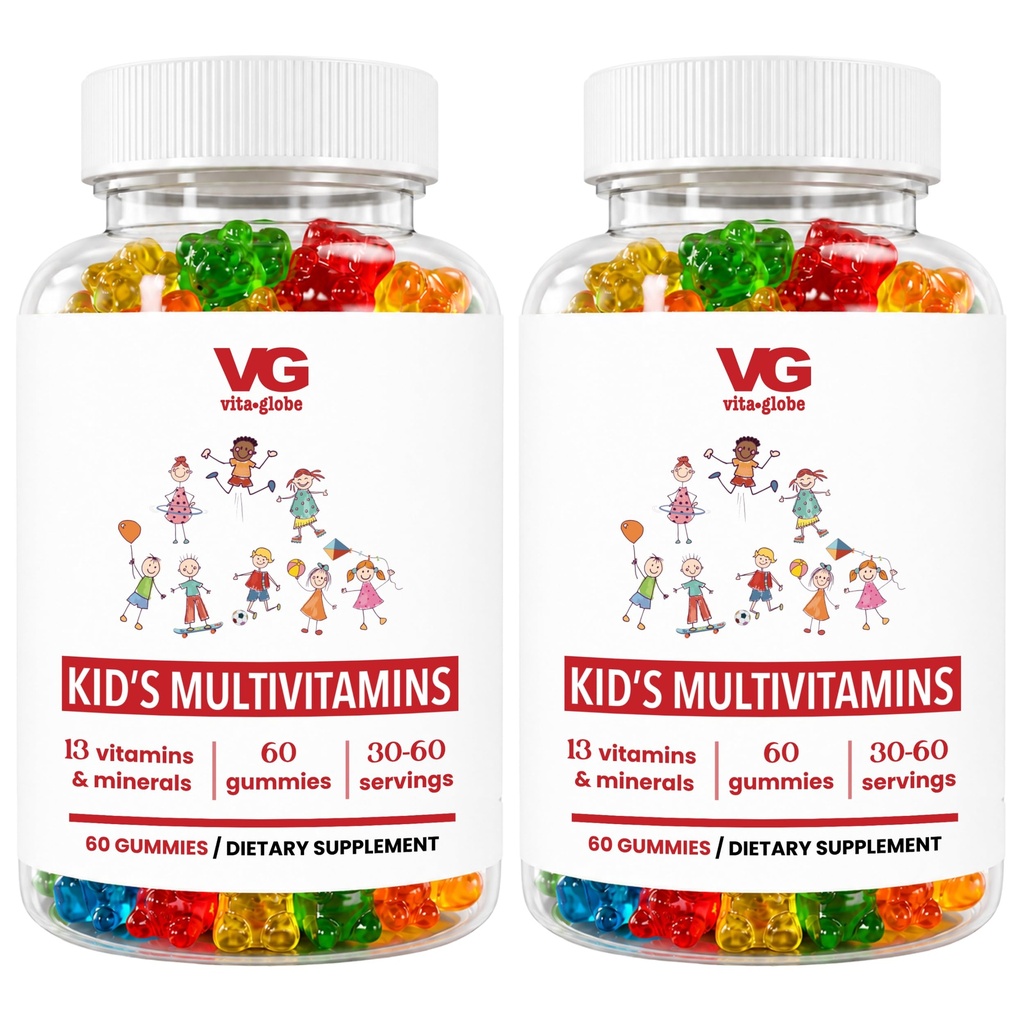 VITA GLOBE Lapset Täydellinen Multivitamiini Gummies ... Vitamiinit A, C, D, E, B6 ja B12... Päivittäinen immuuni, kasvu ja hyvinvointi...