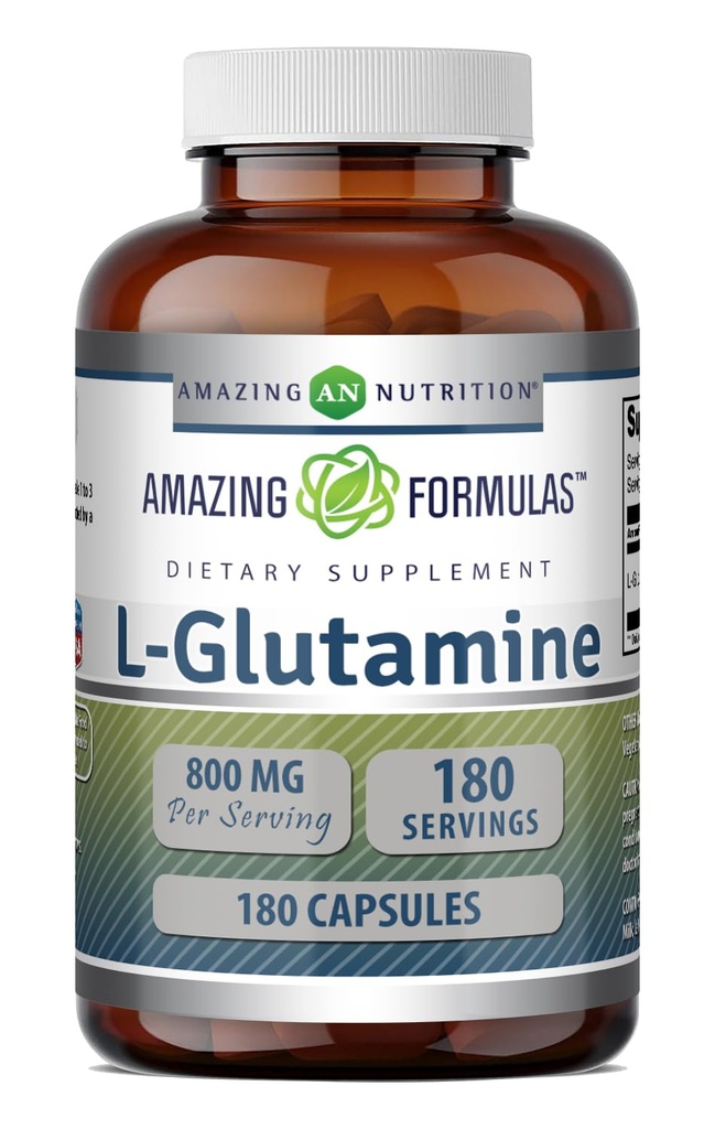 Hämmästyttävä Formula L-glutamiini Aminohappo Supplement .. 800 Mg per tarjoilu 180 kapselia ...