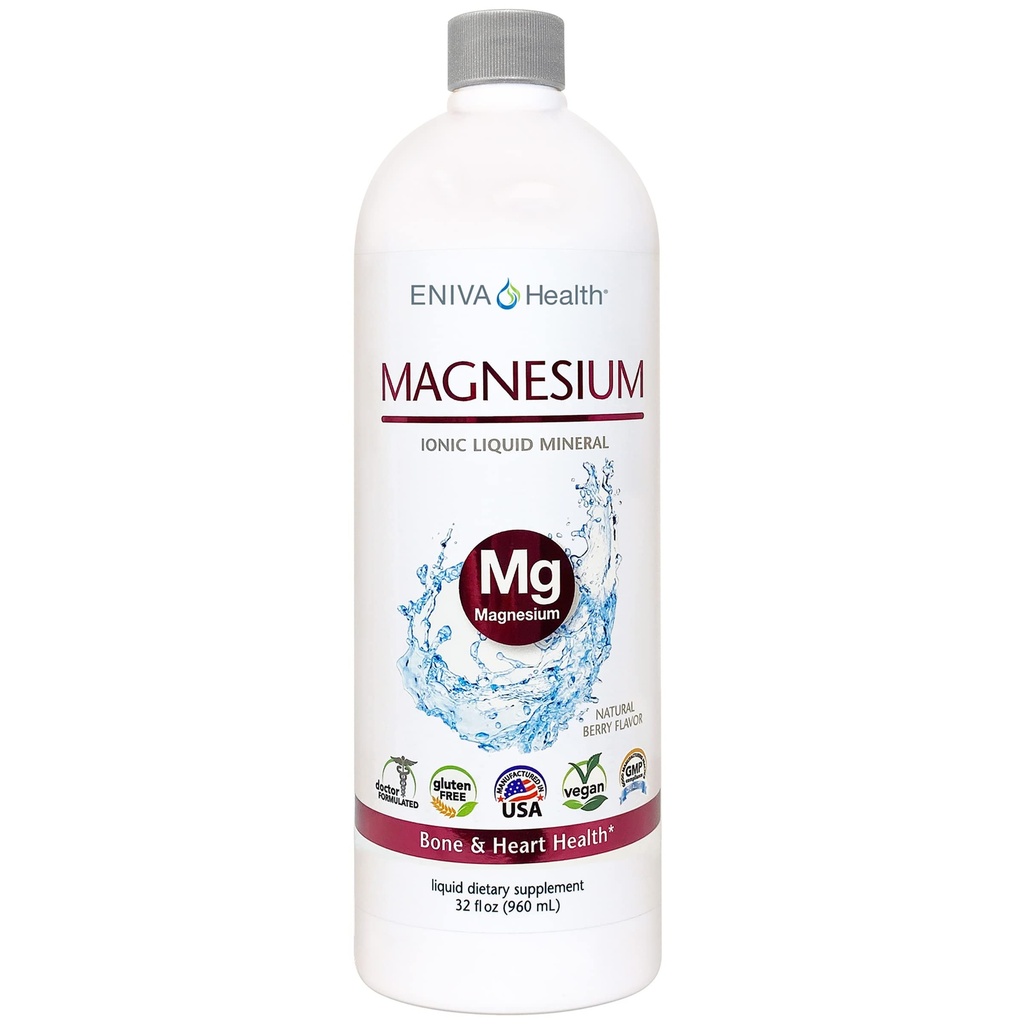 Flytande Ionic Magnesium Supplement (32oz) Digestive Health, Muscle Energy och Bones. Doktor Formulerad. Zero kalorier. Zero Sugar. av Eniva Health.