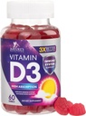 Vitamin D3 Gummy 5000 IE (125 mcg) - Dietary Vitamins D Supplement för kvinnor och män - Ben, tänder, muskel- och immunhälsostöd, hög styrka VIT D3 Naturens icke-GMO & Gluten Free - 60 Gummies