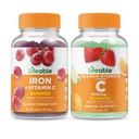 Elinkelpoinen rauta C-vitamiini + C 1050 mg, Gummies Bundle - Suuri maku, vitamiini täydentää, Gluteeniton, GMO vapaa, purukumi