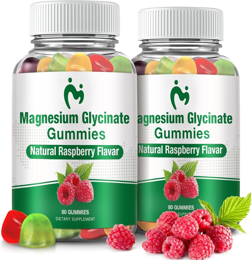 Magnesium Glycinate Gummies for Adults & Kids, 2 Packs Pureskeltava Calm Magnesium Gummies for Sleep, Magnesium Glycinate 400 mg, Stressi- ja lihaslievitys, Magnesium Kaliumlisä