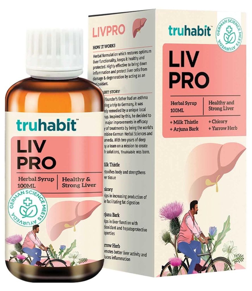 Livpro Liver Detox Syrup maito Thistle & Arjuna Bark Green Cure, Liver Supplement maito Thistle Liver Detox Cleanse, Organic Liver Support - Saksan tiede Ayurveda, 3.4 Fl Oz (100ml)