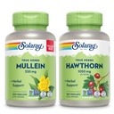 SOLARAY Mullein Leaf 330 mg ja Hawthorn Berry Capsules 1050 mg - Rauhoittava kasviperäisten tuki Bundle yleistä terveyttä ja hyvinvointia - Vegan, ei-GMO, 60 päivän takuu, Lab Varmennettu, 200/180 VegCaps