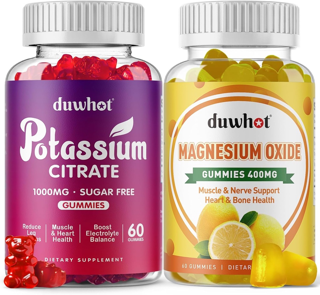 Kaliumsitraatti Gummies 1000 mg, magnesiumoksidi Gummies 400 mg, täydennys aikuisille