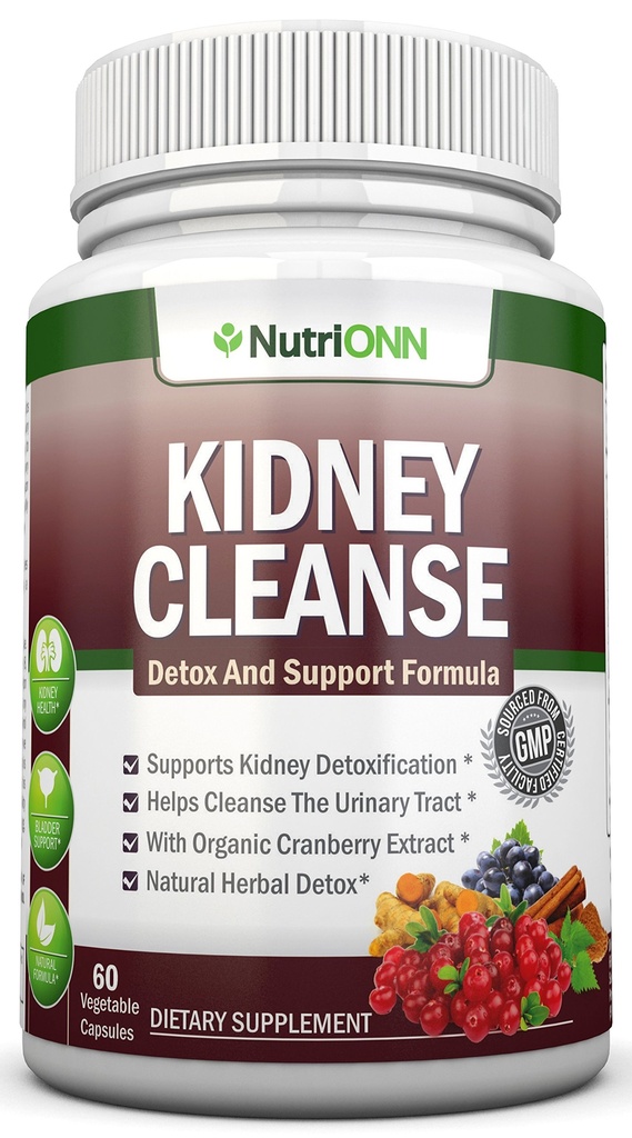 KIDNEY CLEANSE - Detox och stöd för urinvägar, blåsor och njurar - All Natural Herbal Supplement Formel med organisk tranbär, Astragalus, gurkmeja, Goldenrod, Gravel Root, Juniper och mer