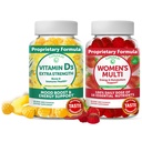 Lunakai Vitamin D3 Gummies and Women's Multivitamin Gummies Bundle - Immunity, Bone and Mood Support Supplement - 100% Dagligt värde av 16 Essential Vitaminer och Minerals Healthy Gummy - 30 Days Supply