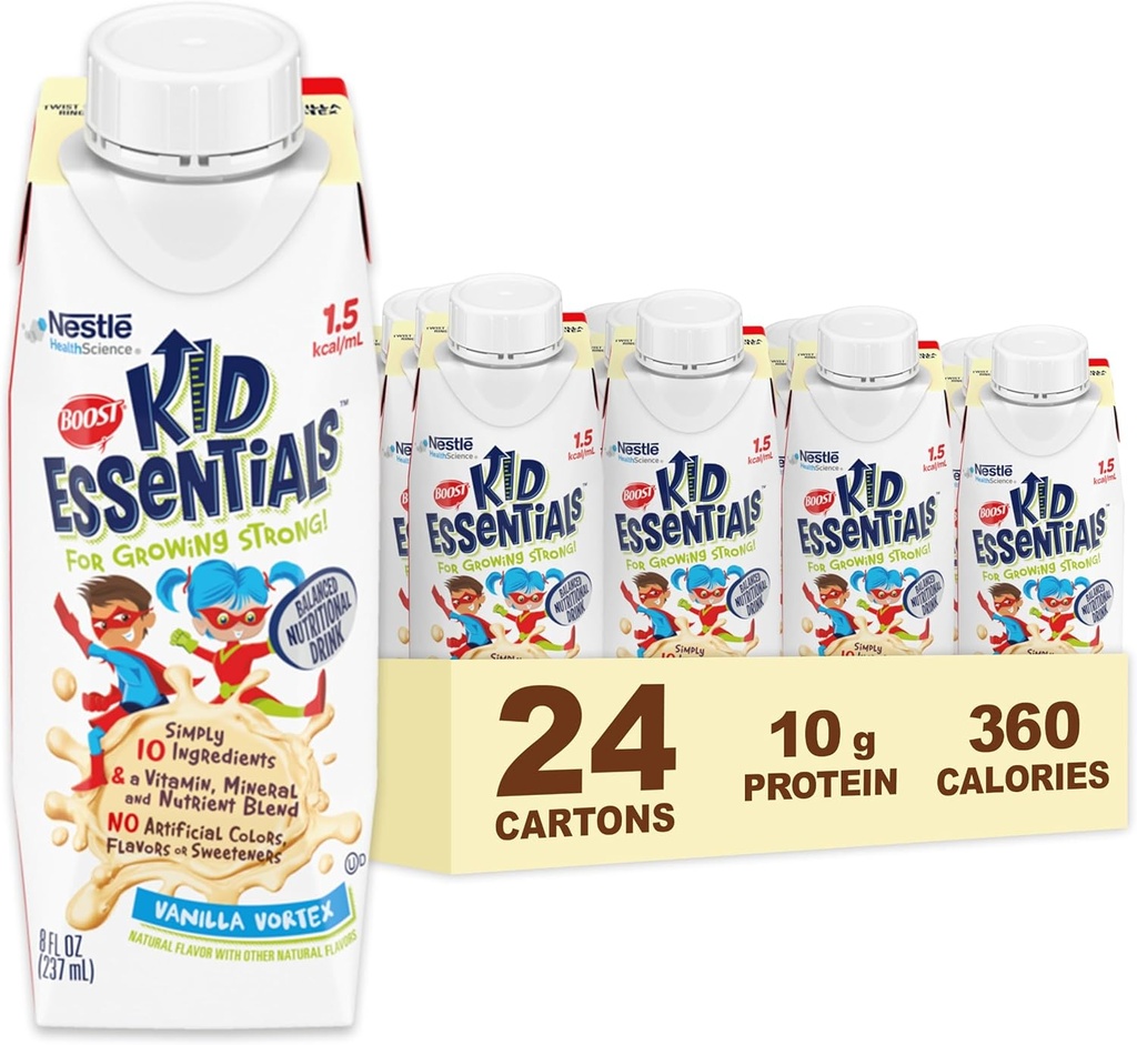 BOOST KID ESSENTIALS 1.5 Balanserad näringsdryck för barn, Vanilla Vortex, 24 greve