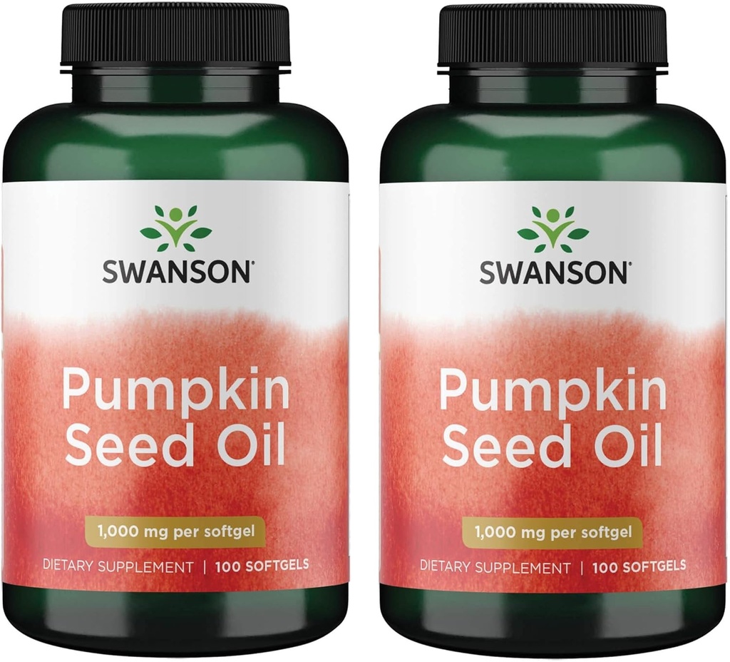 Swanson Pumpkin Seed Oil - High Bioavailable EFAs - (100 Softgel Capsules, 1000mg Varje) 2 Pack