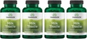 Swanson Milk Thistle (Standardized) - Herbal Liver Support Supplement w/ 80% Silymarin - Natural Formula Auttaa säilyttämään kaiken terveyden ja hyvinvoinnin - (120 kapselia) (4 pakkaus)