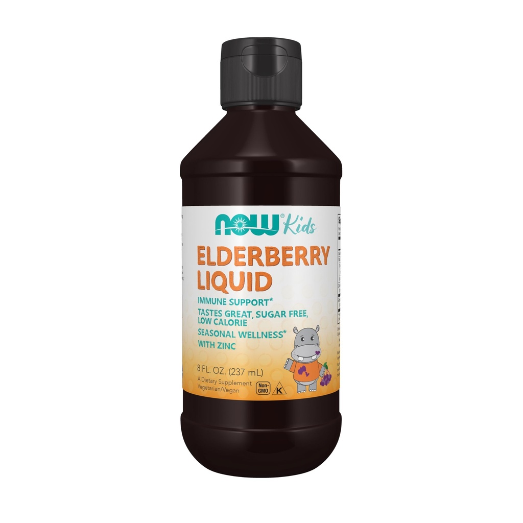 NYT lisäravinteet, Liquid Elderberry lapsille sinkki ja Astragalus, Immuunituki*, 8-Ounce, pakkaus voi vaihdella