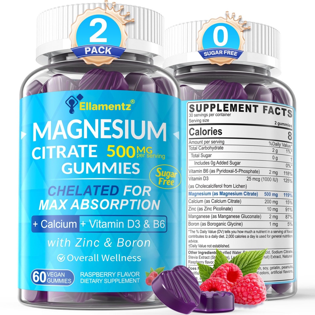 Magnesiumsilikaatti Gummies 500 mg naisille Miehet Sokeriton, Magnesiumsilikaatti ummetus ... Kelatoitu magnesium Gumies kanssa B6 Mieliala, rauhallinen...