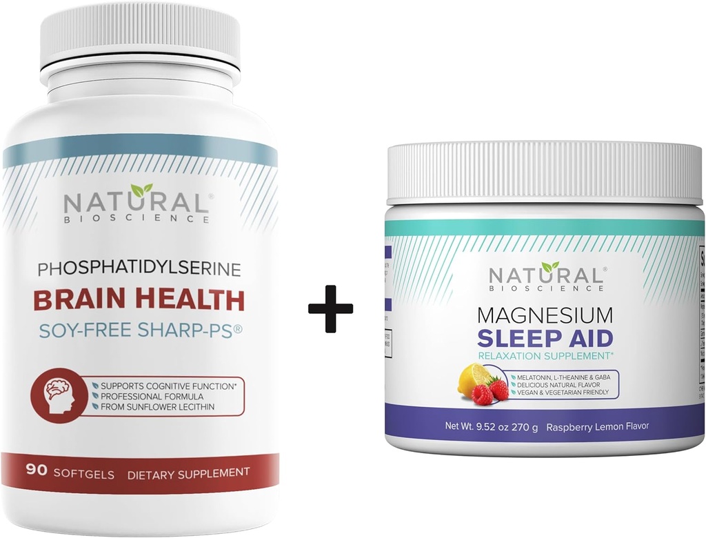 Natural BioScience Soy-free Fosfatidylserine 100 mg & Magnesium Sleep Powder Supplement Bundle - Ultimate Brain Health & Rentoutus Tuki