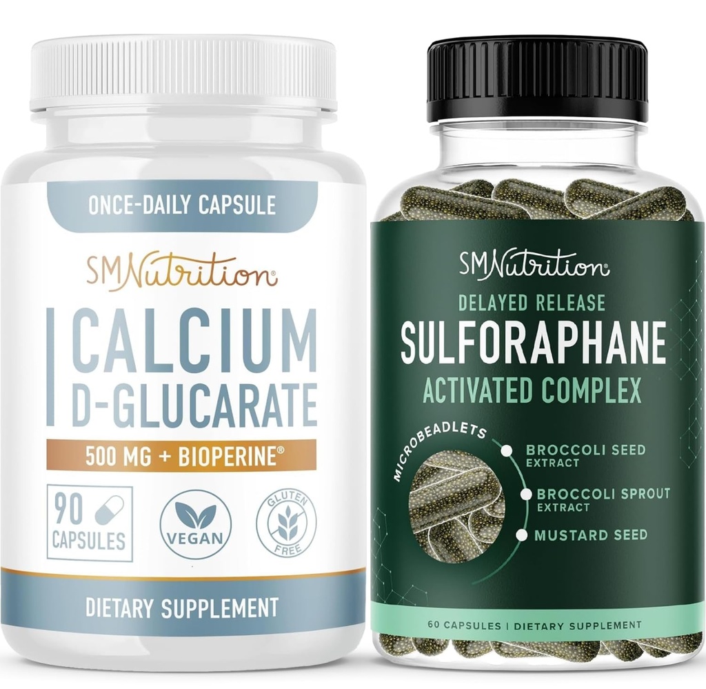 Sulforaphane Complex, jossa on kalsium-D-glukaraatti -hormone Balancing Bundle with Advanced Microbeadlet Hormone Balance Supplement (60 Servings) ja vegaaninen gluteeniton non-GMO CDG-lisä (90 Servings)
