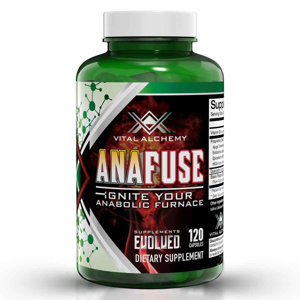 Vital Alchemy Anafuse Turkesterone Supplement for Men, Epicatechin, Quercetin, Black Pepper, ja More - lisätä kestävyyttä, lean lihasten kasvu & Recovery - USA Made & non-GMO - 120 Vegan Kapselit