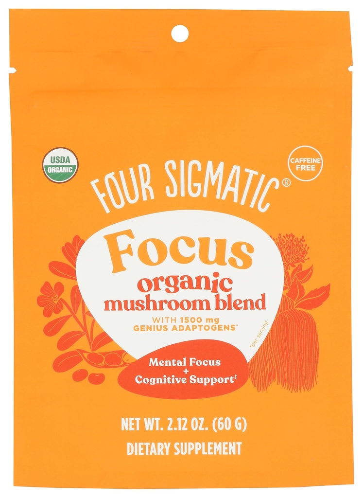 Four Sigmatical Focus Blend 7 Superfoods Adaptogen Blend Mix with Lion's Mane, Cordyceps, Rhodiola, Bacopa & Mucuna 
