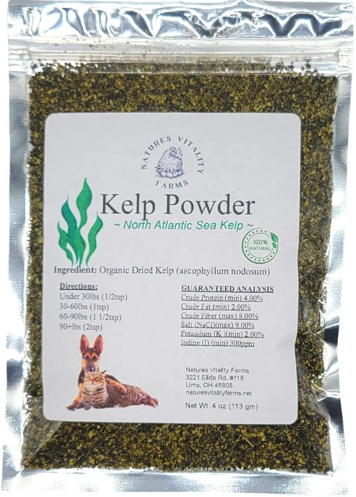 Kelp pulver för hundar / katter, naturlig nordatlantiska havet Kelp, vitaminer mineraler och antioxidanter för ultimat hälsa (4 ounce)