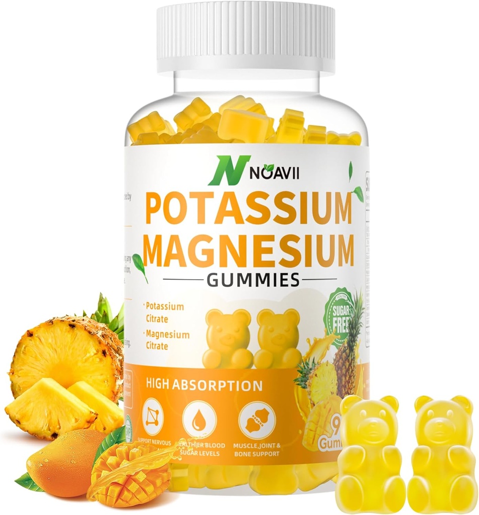 Kalium Magnesium Gummies, uusi Formula Calm Magnesium Glycinate Gummies, pureskeltava Gummy täydentää jalkakramppeja ja lihaksia, ananas maku 90