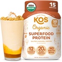 KOS Vegan Protein Powder, Suolattu Caramel Coffee - Low Carb Pea Protein Blend, Organic Plant Superfood Rich vitamiineja ja Minerals - Keto, Dairy Free - Ateriankorvike naisille ja miehille - 15 Tarjoilut