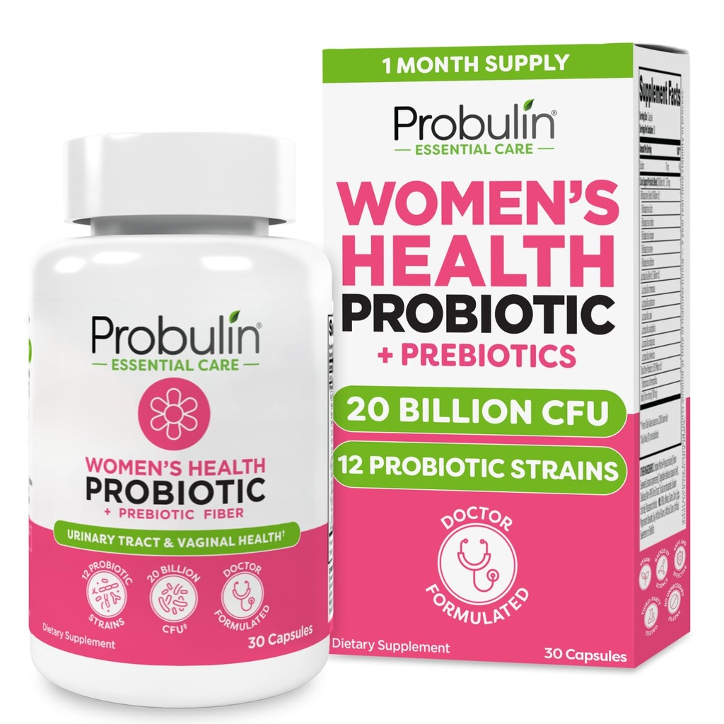 Probulin Womens Probiotic - Vaginal, UT, Gut & Immuuniterveys Lactobacillus Reuteri - 20 miljardia PMY, 12 Probiootti kanta & prebiootit - 30 vegan, Gluteenittomat kapselit koko kehon hyvinvointi