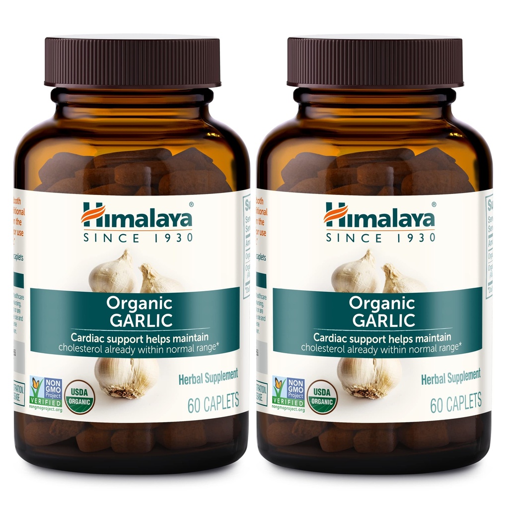 Himalaya Organic Valkosipuli, Lipidiaineenvaihdunta ja immunosupport, 1400 mg, 60 Caplets, 1 kuukausi Supply, 2 pakkaus